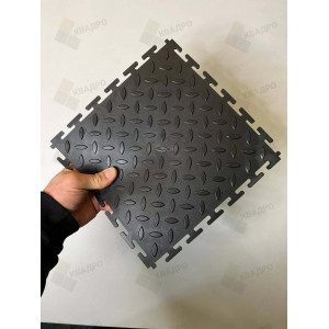 Напольное покрытие ПВХ  цвет черный (рисунок рис)